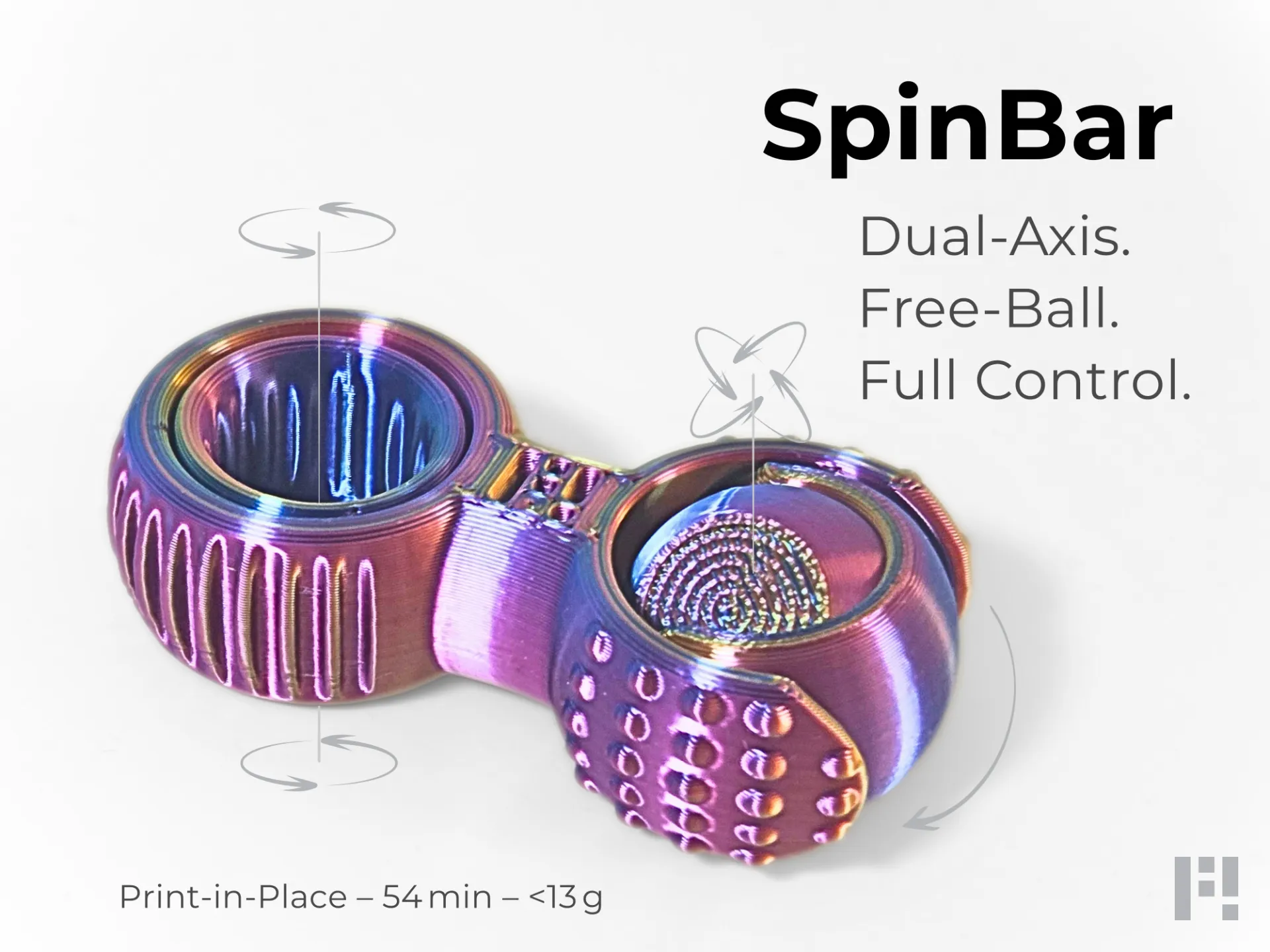 [NML-PLAY-FID-SOR-002] SpinBar – Dual-Axis Free-Ball Fidget Spinner (Sort)