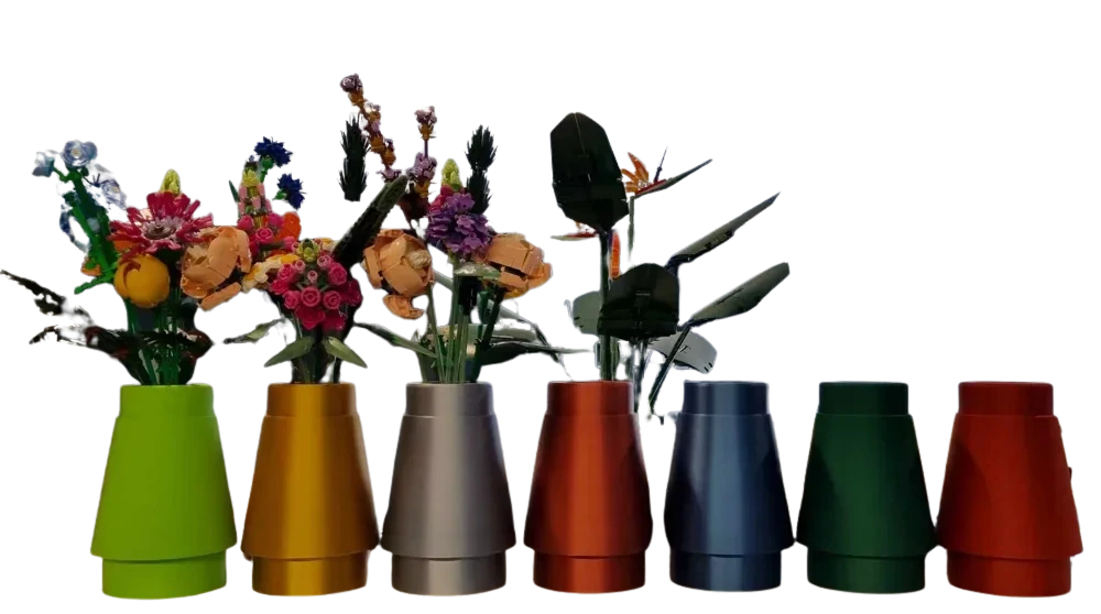 [NML-DESI-VAS-SOR-002] LEGO Cone Brick Vase – Kegleformet Vase til Botanicals (Sort, 60)