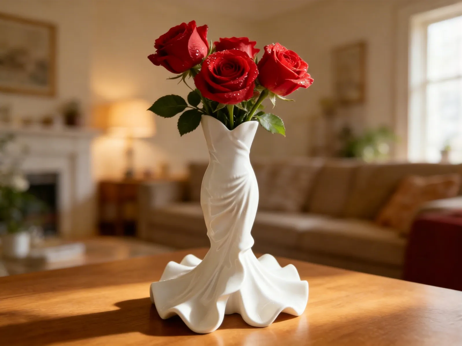[NML-DESI-VAS-ROE-009] Stropløs Havfrue Brudekjole Vase (Rød, 200 mm)